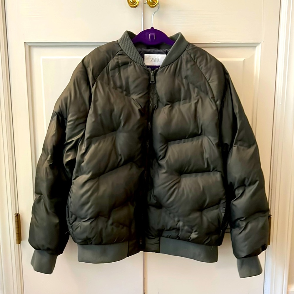 Zara army green bomber jacket 13/14